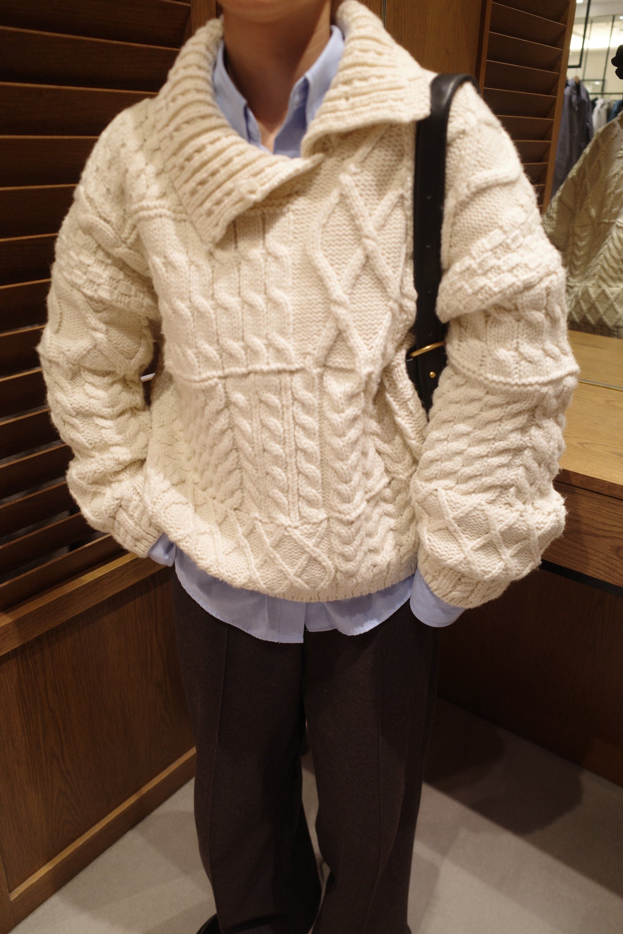 Asymmetric cable knit