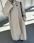 Stand neck Raglan sleeve long coat