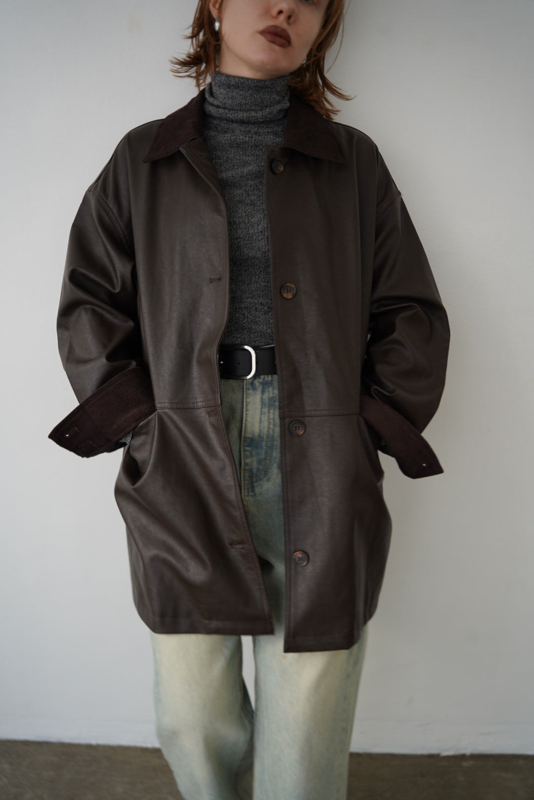 Collar corduroy leather JK