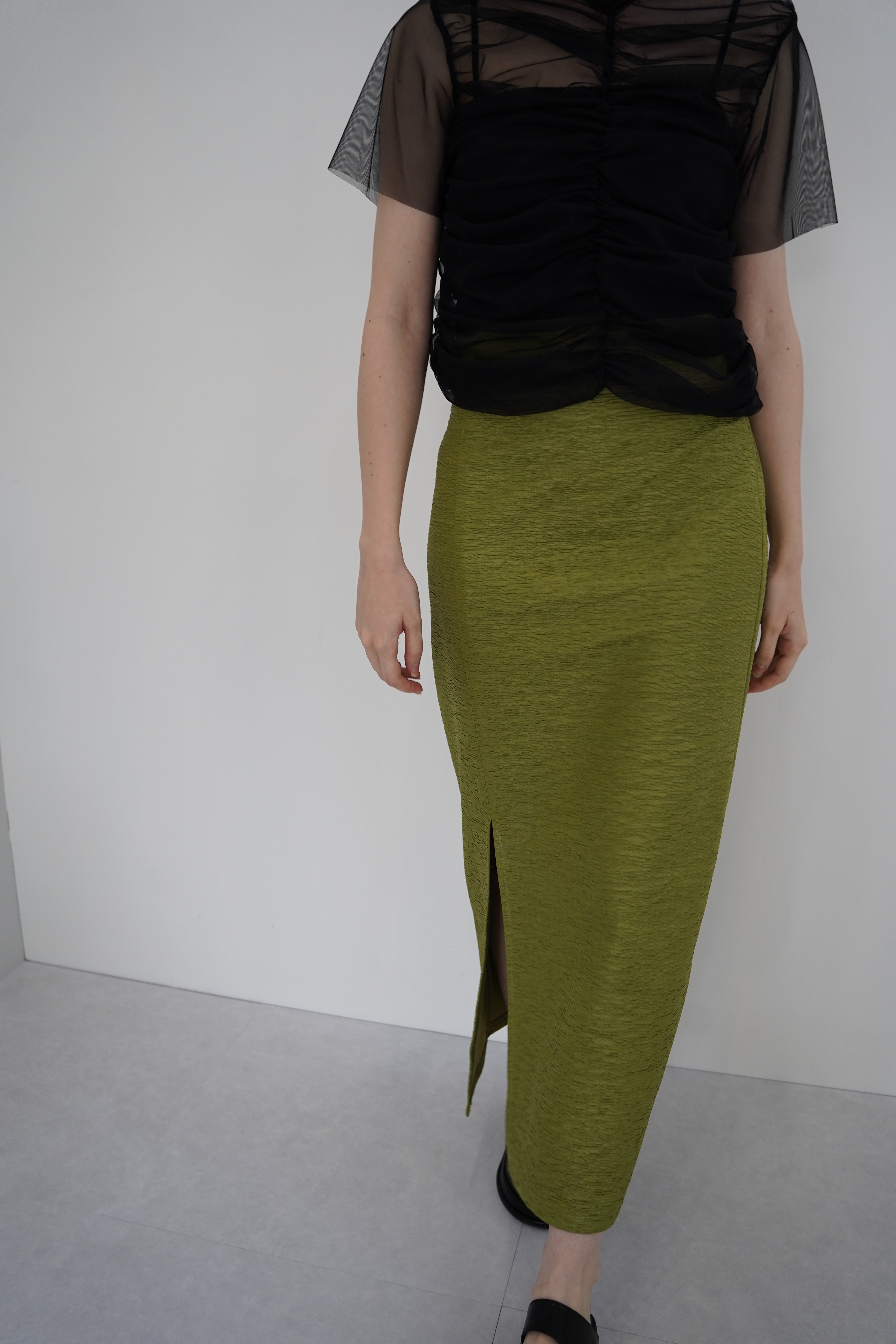 Jacquard slit skirt