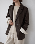 Bi-color cuffs leather jacket