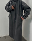 Fabric stand collar long coat