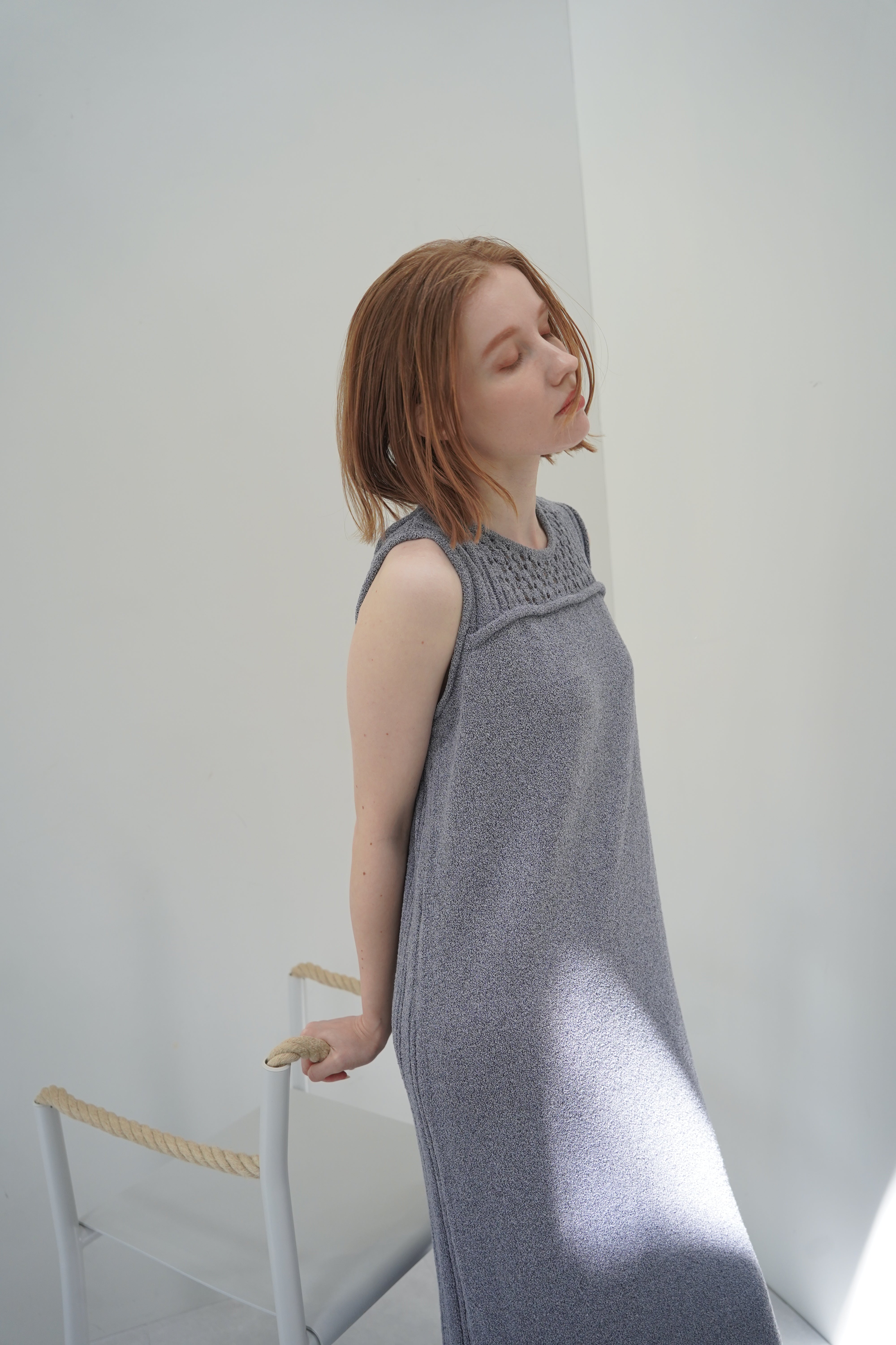 Slab flannel knit one-piece
