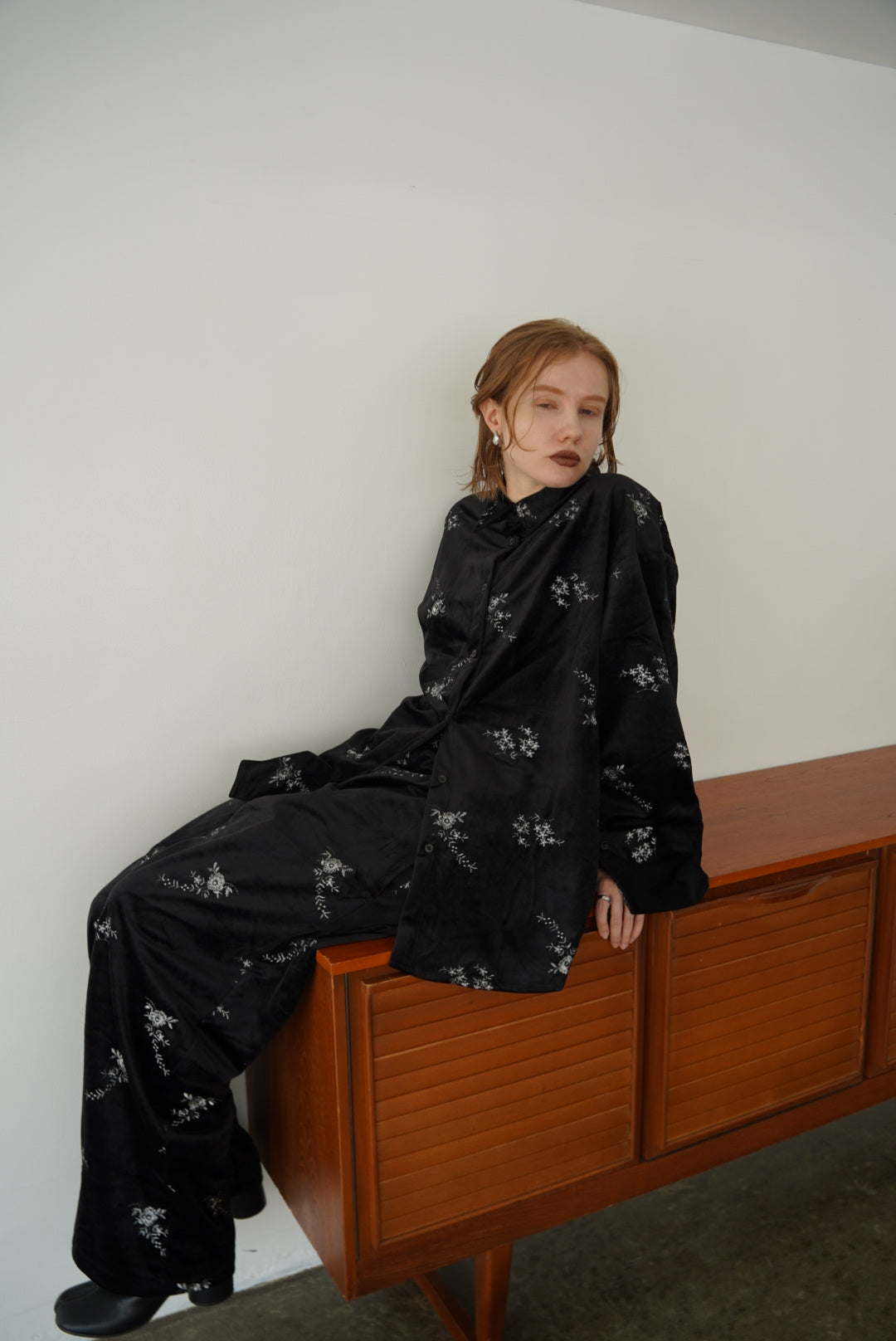 Velours flower pattern Shirt