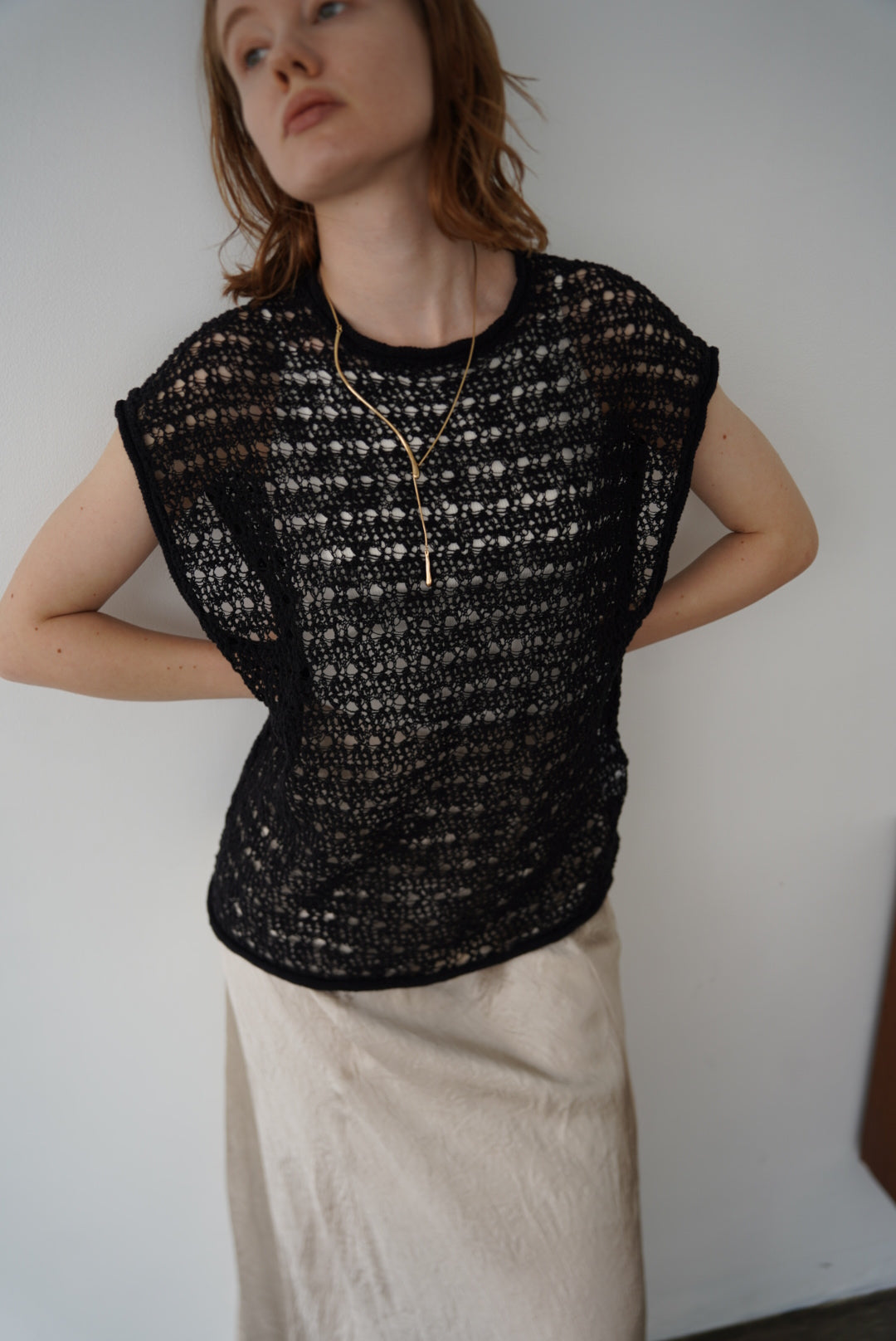 Openwork knit top