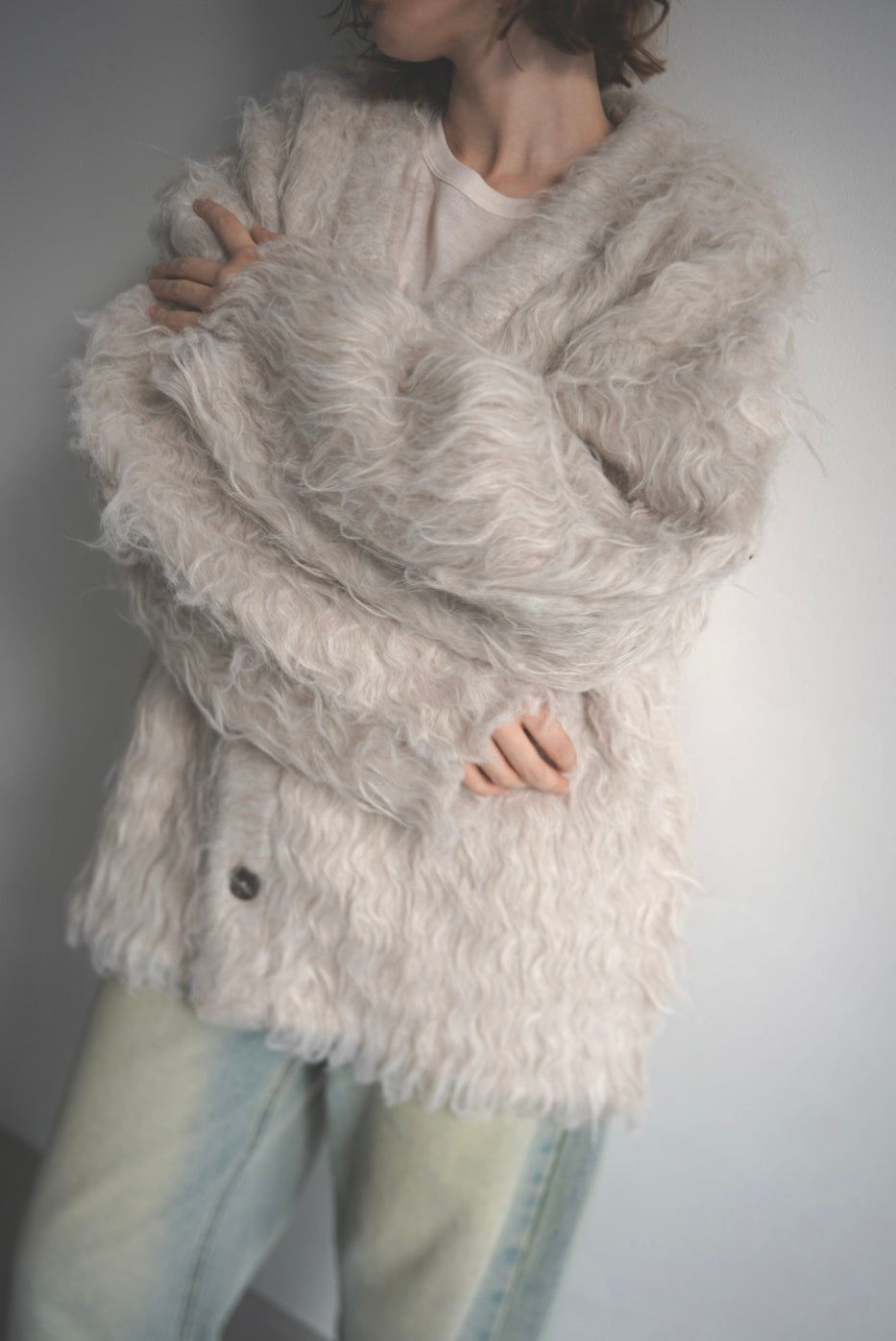 Shaggy mohair cardigan