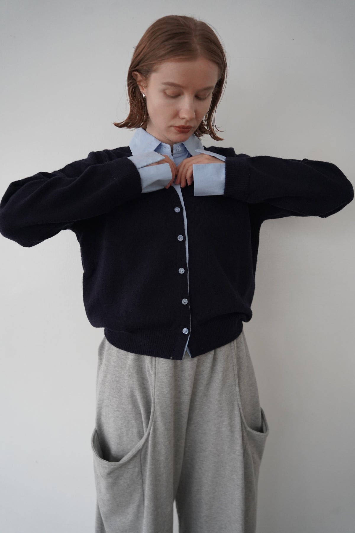 Shirt docking knit cardigan
