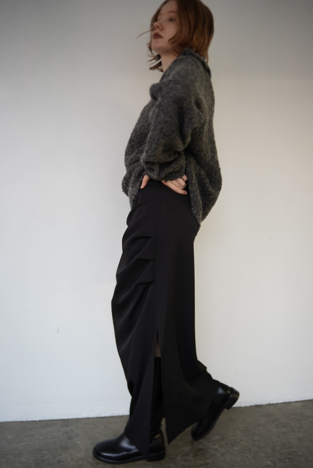 Tuck drape skirt