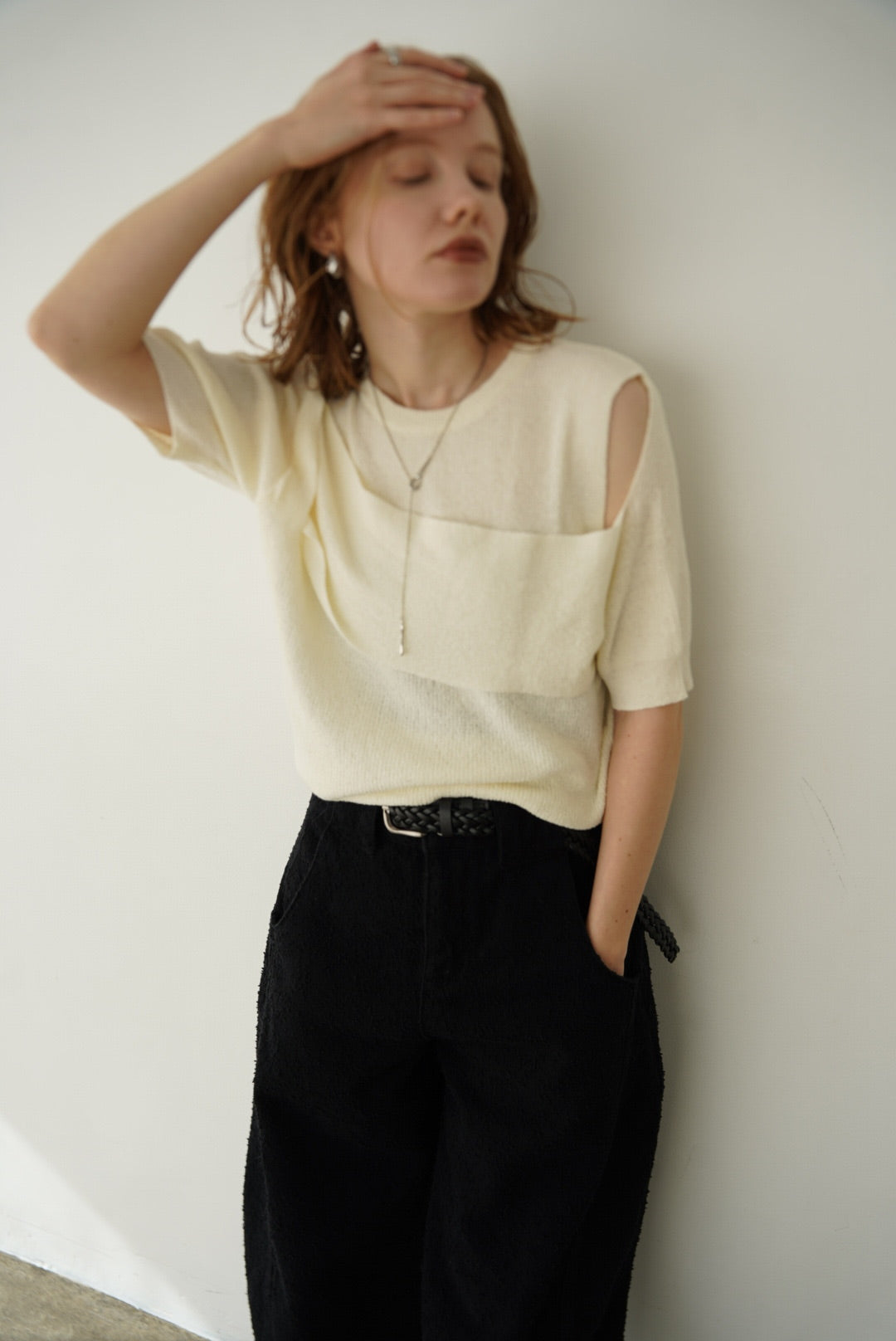 トップス WELINOA LAYERED LIB HALF SLEEVE TOPS Layered lib half sleeve tops – WELINOA