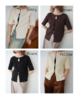 Front button half sleeve top