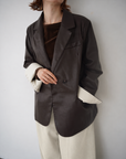 Bi-color cuffs leather jacket