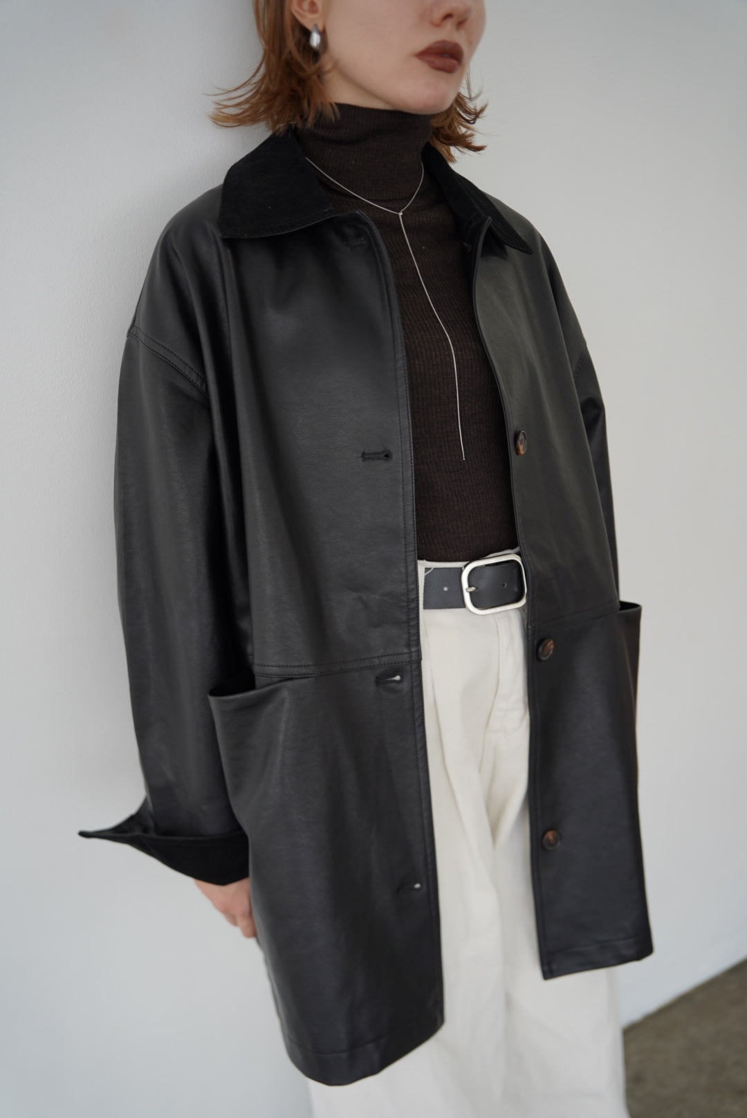 Collar corduroy leather JK