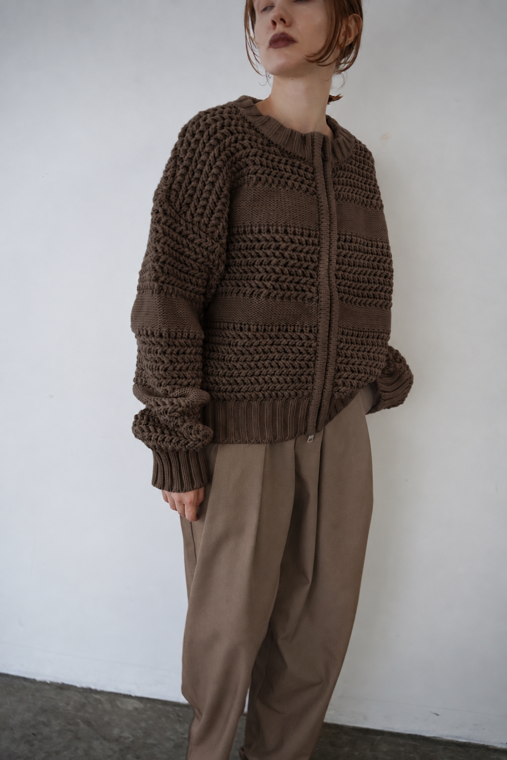 Low Gauge Texture Zip Cardigan