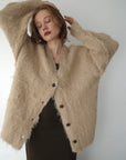 Shaggy mohair long cardigan