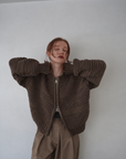 Low Gauge Texture Zip Cardigan