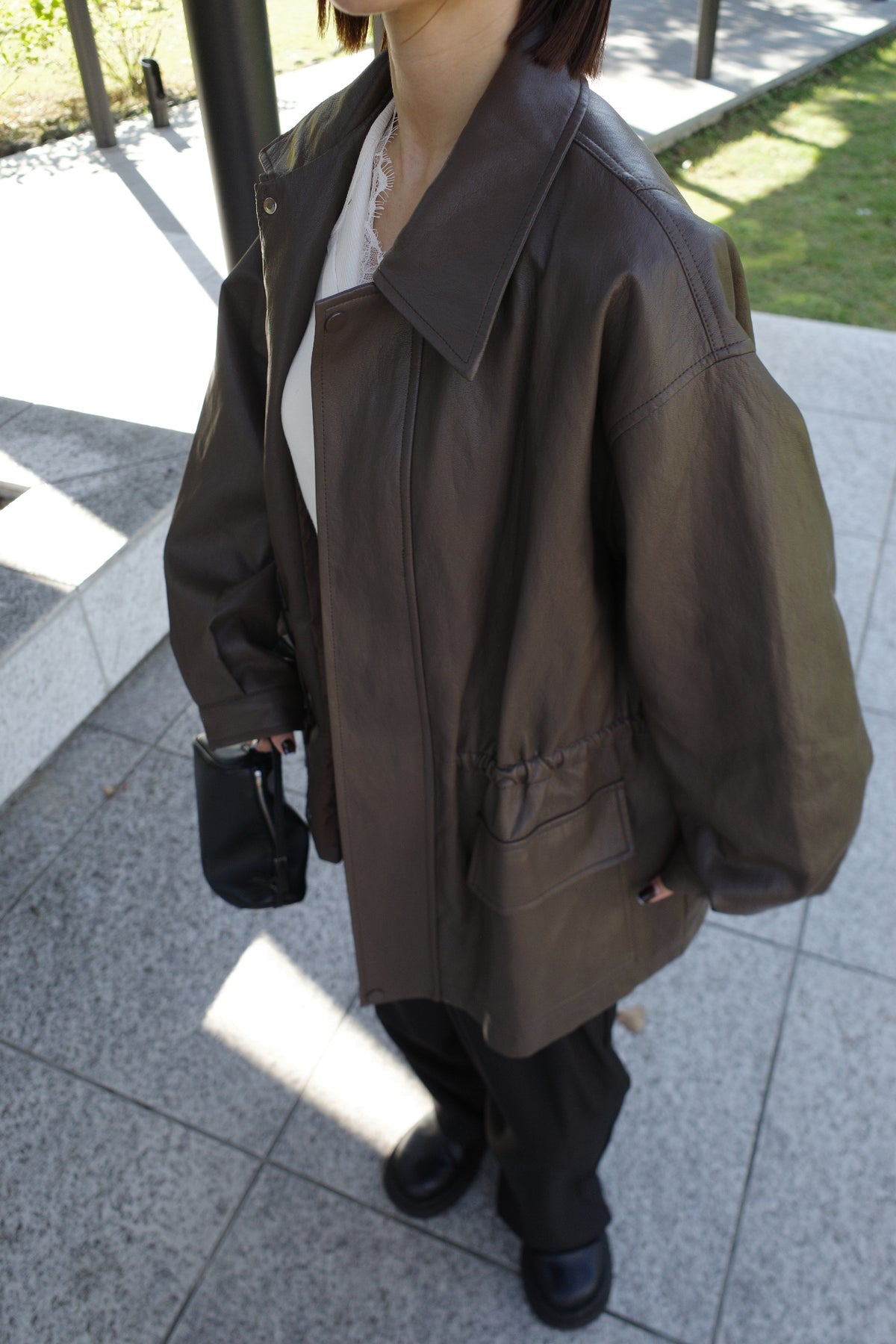 String leather jacket