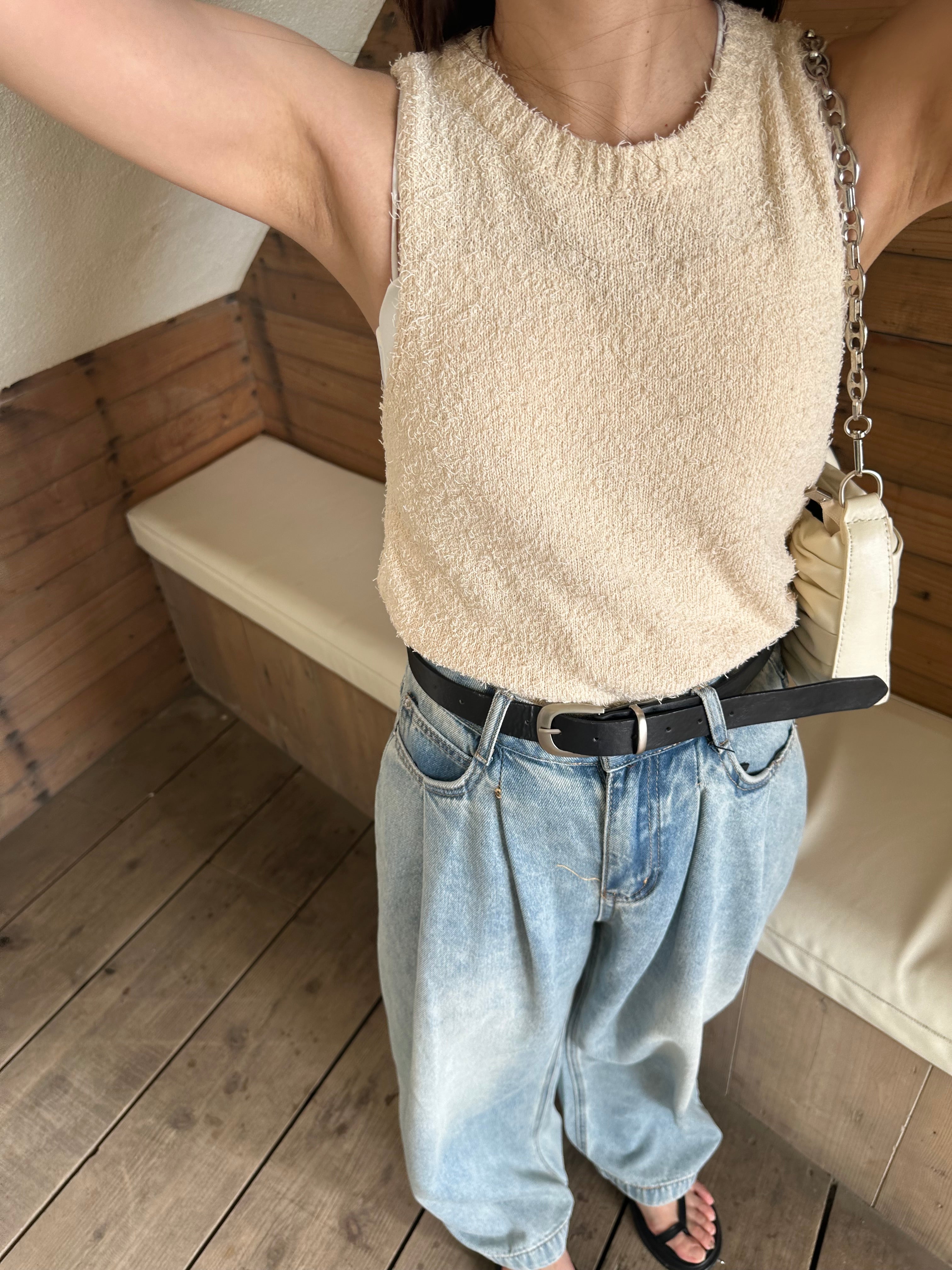 Back open knit tops
