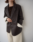 Bi-color cuffs leather jacket