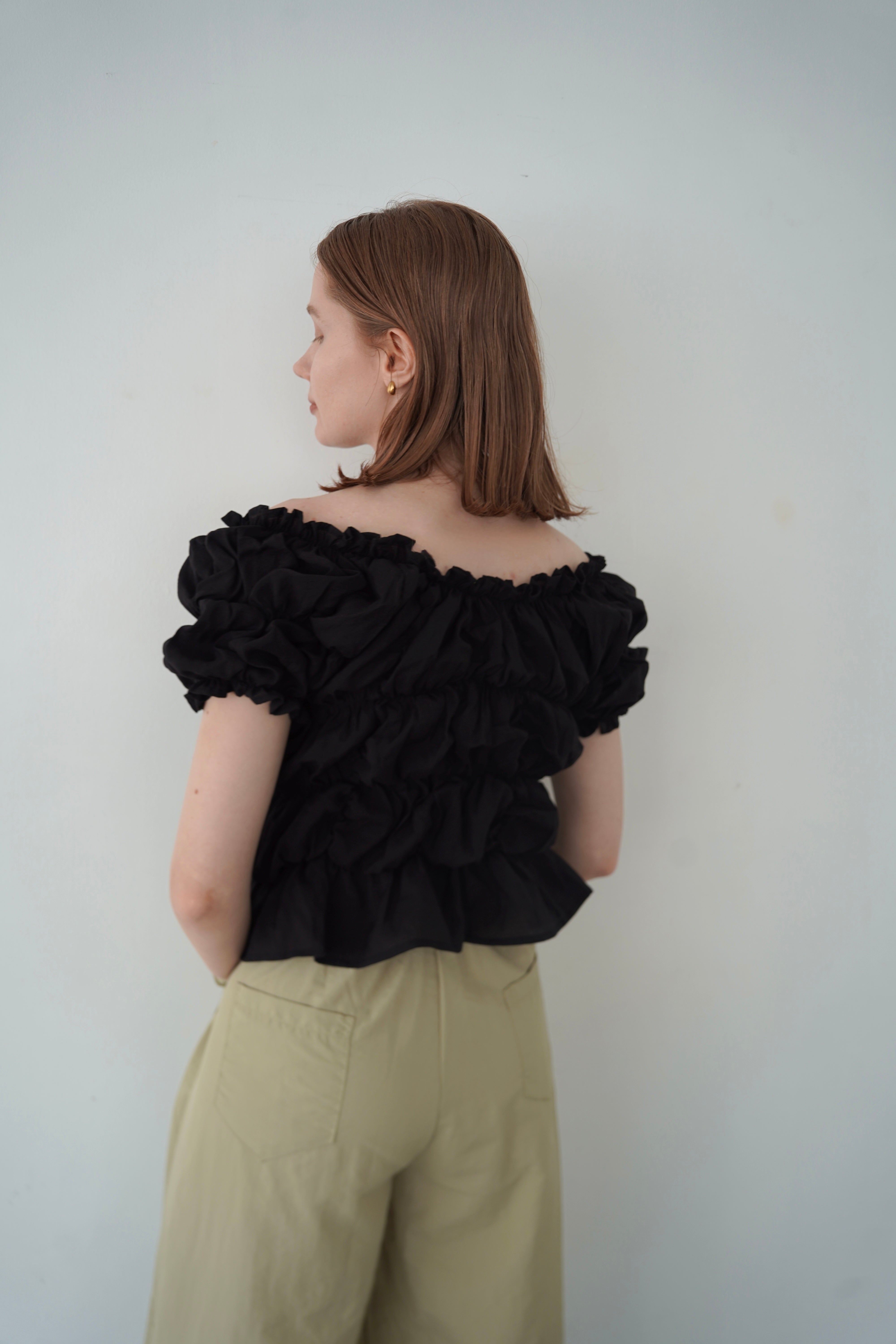 Shirring  puff volume tops