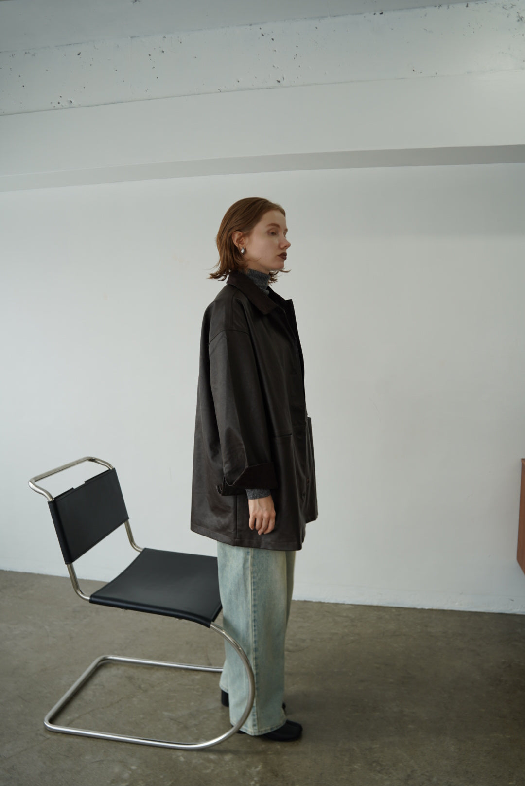 Collar corduroy leather JK