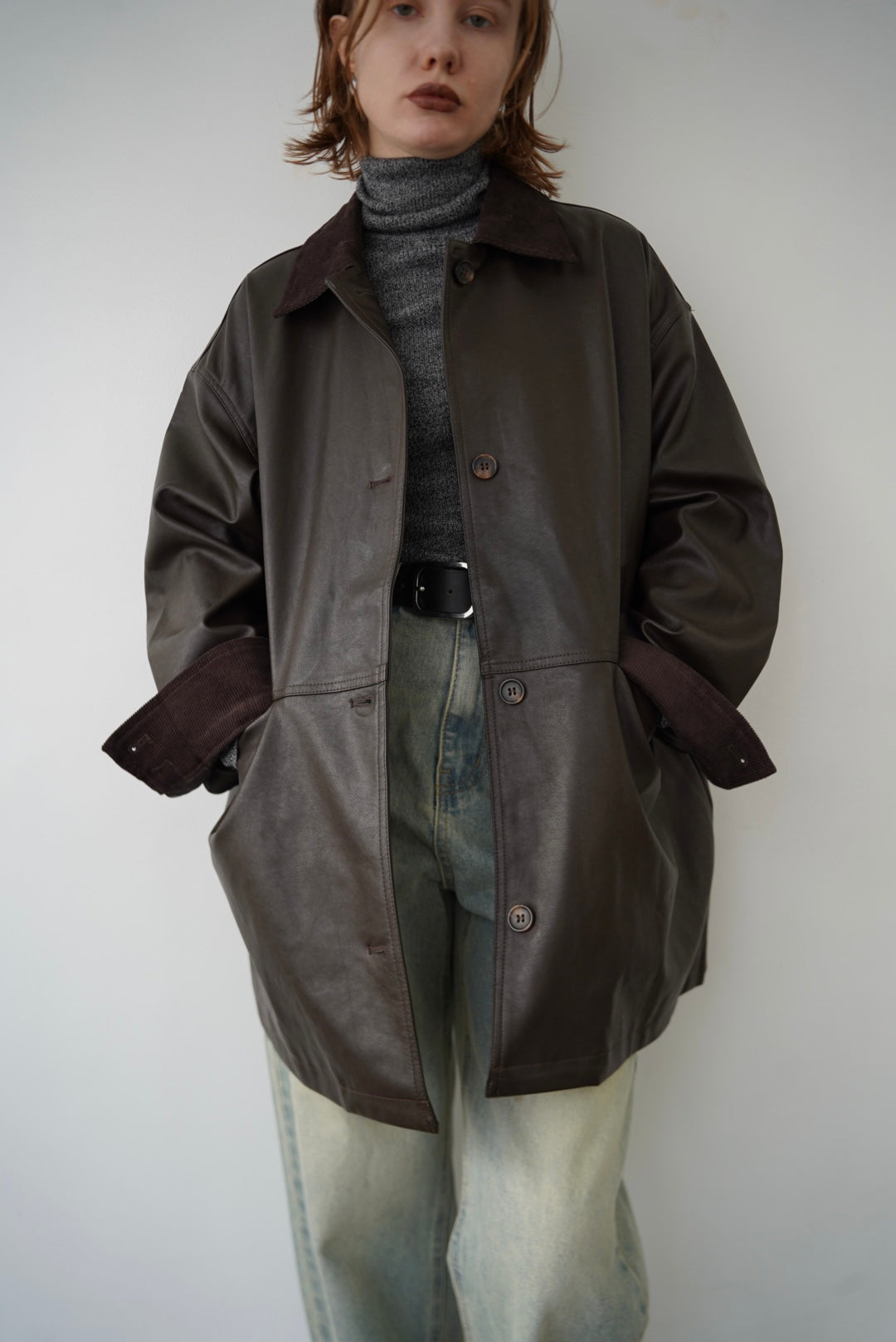 Collar corduroy leather JK