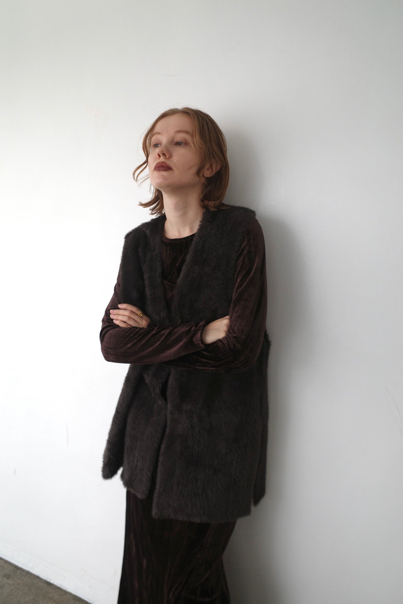 Double face shaggy gilet