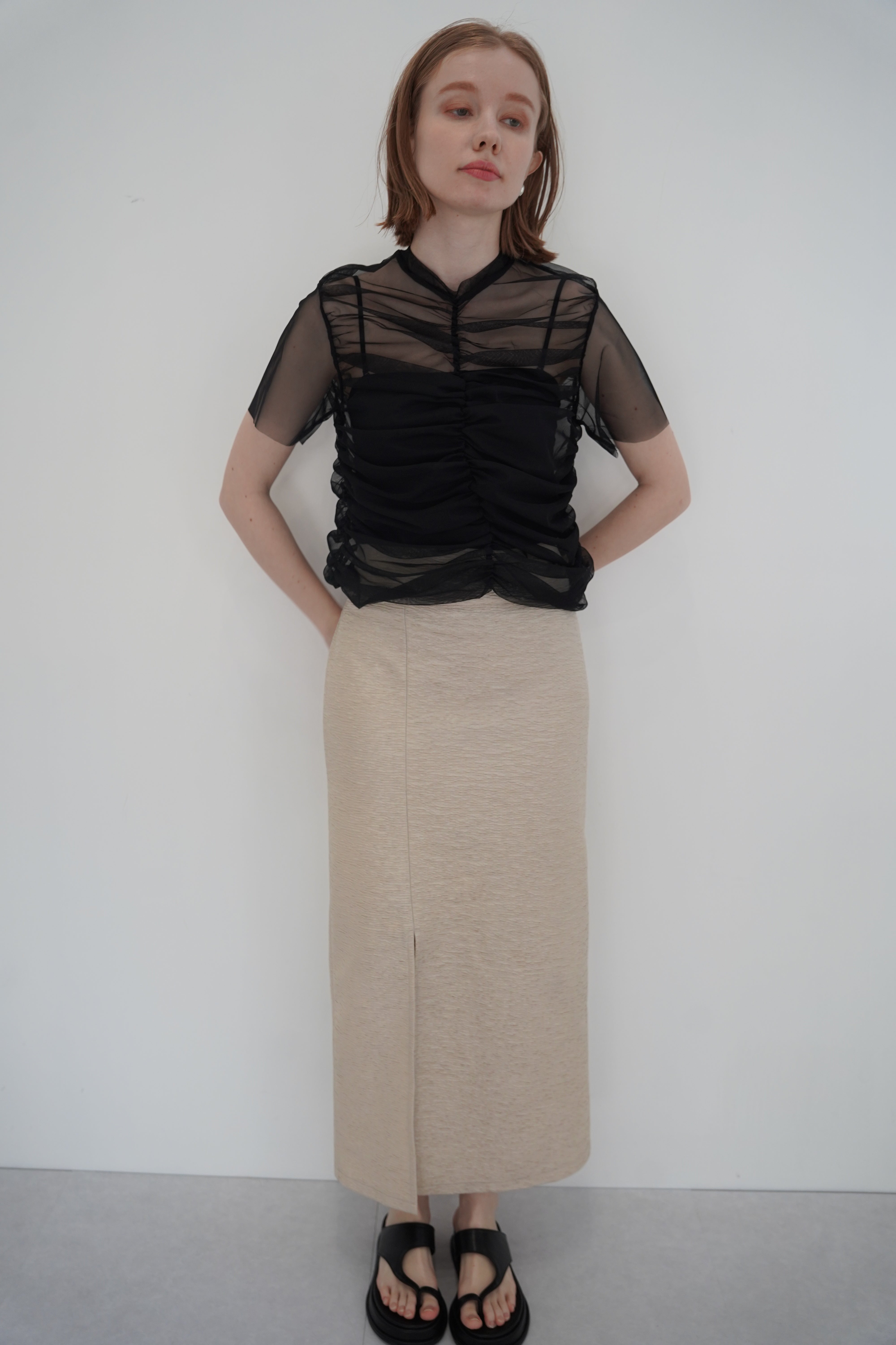 Jacquard slit skirt