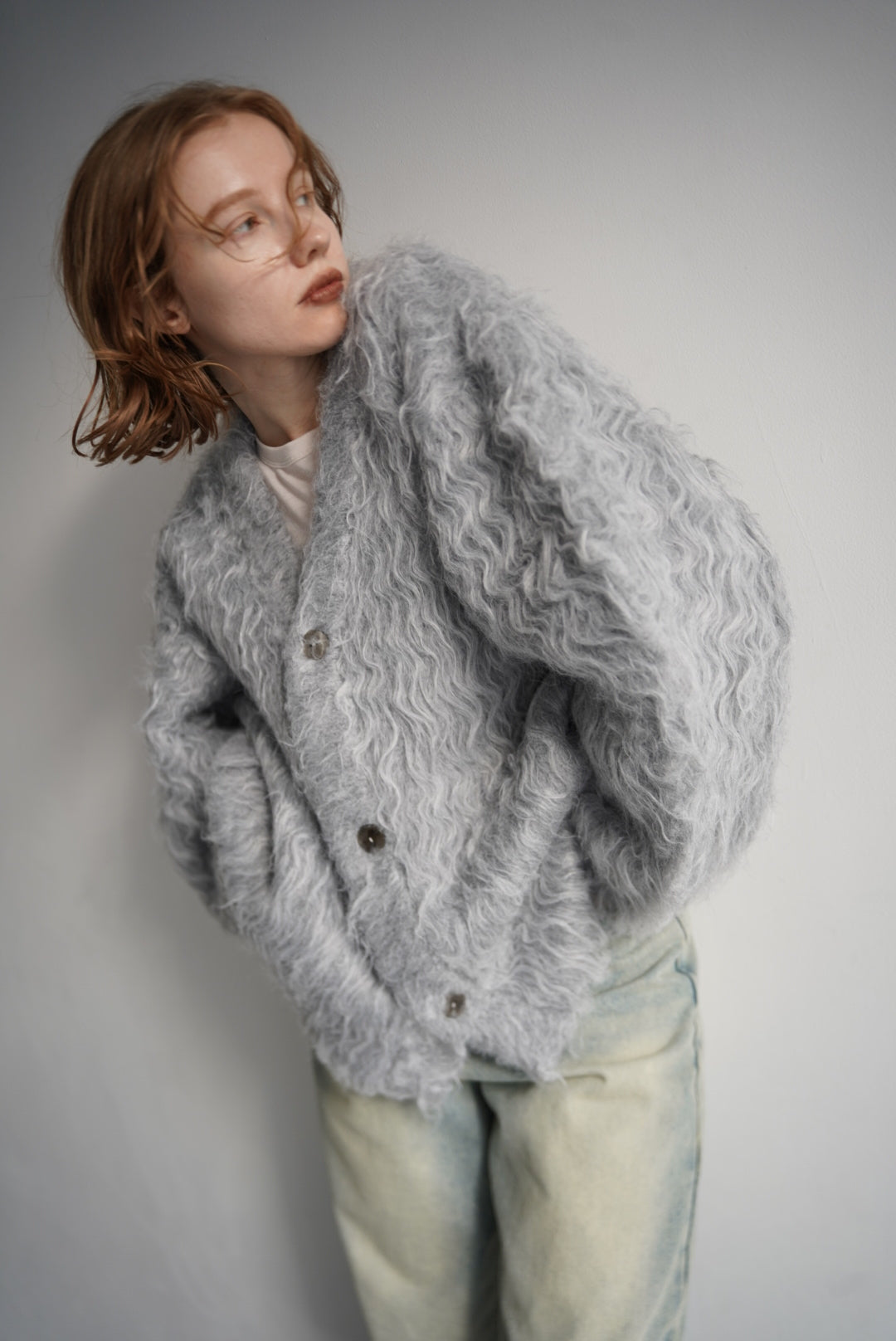 Shaggy mohair cardigan
