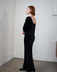 Velours back open one-piece