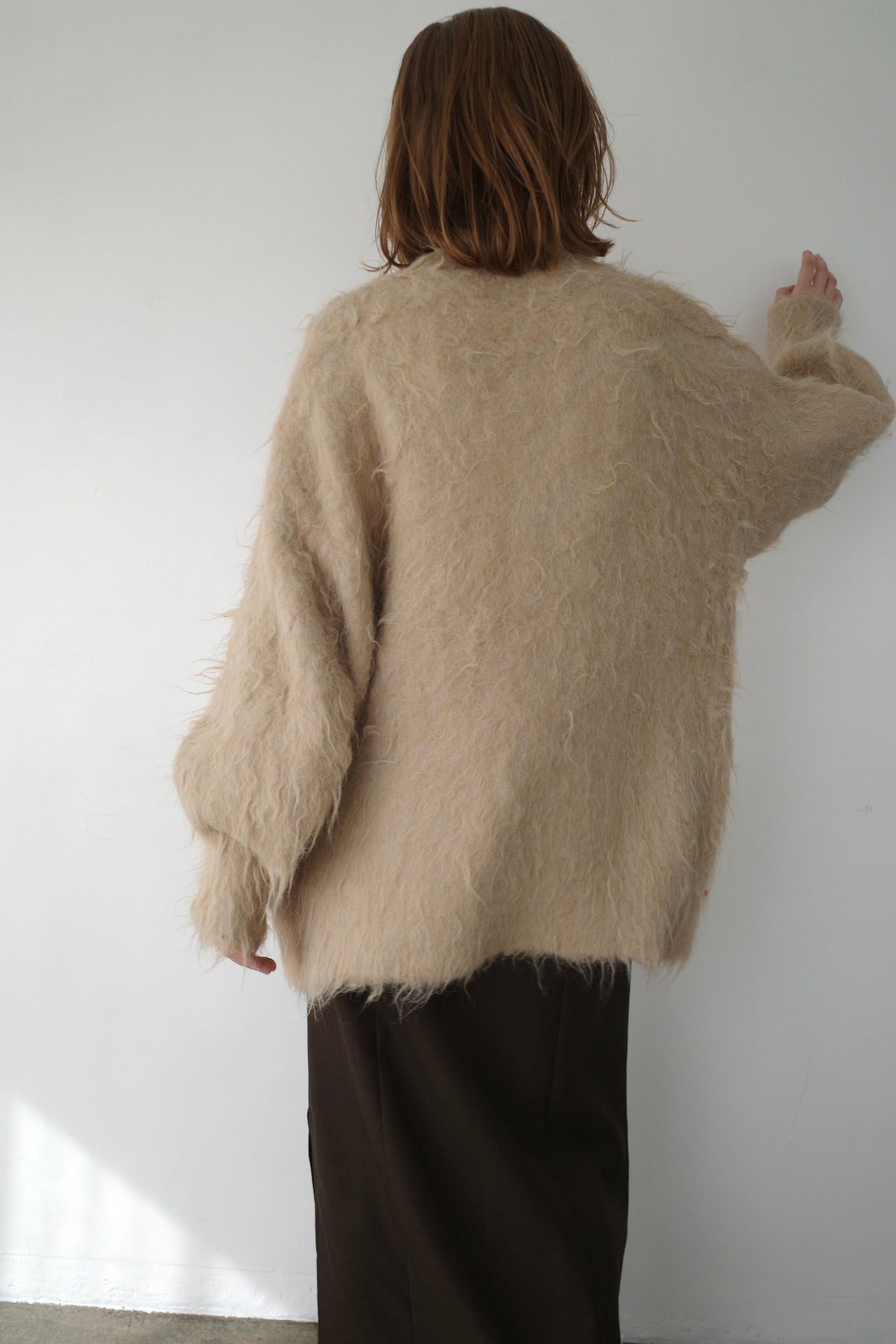 Shaggy mohair long cardigan