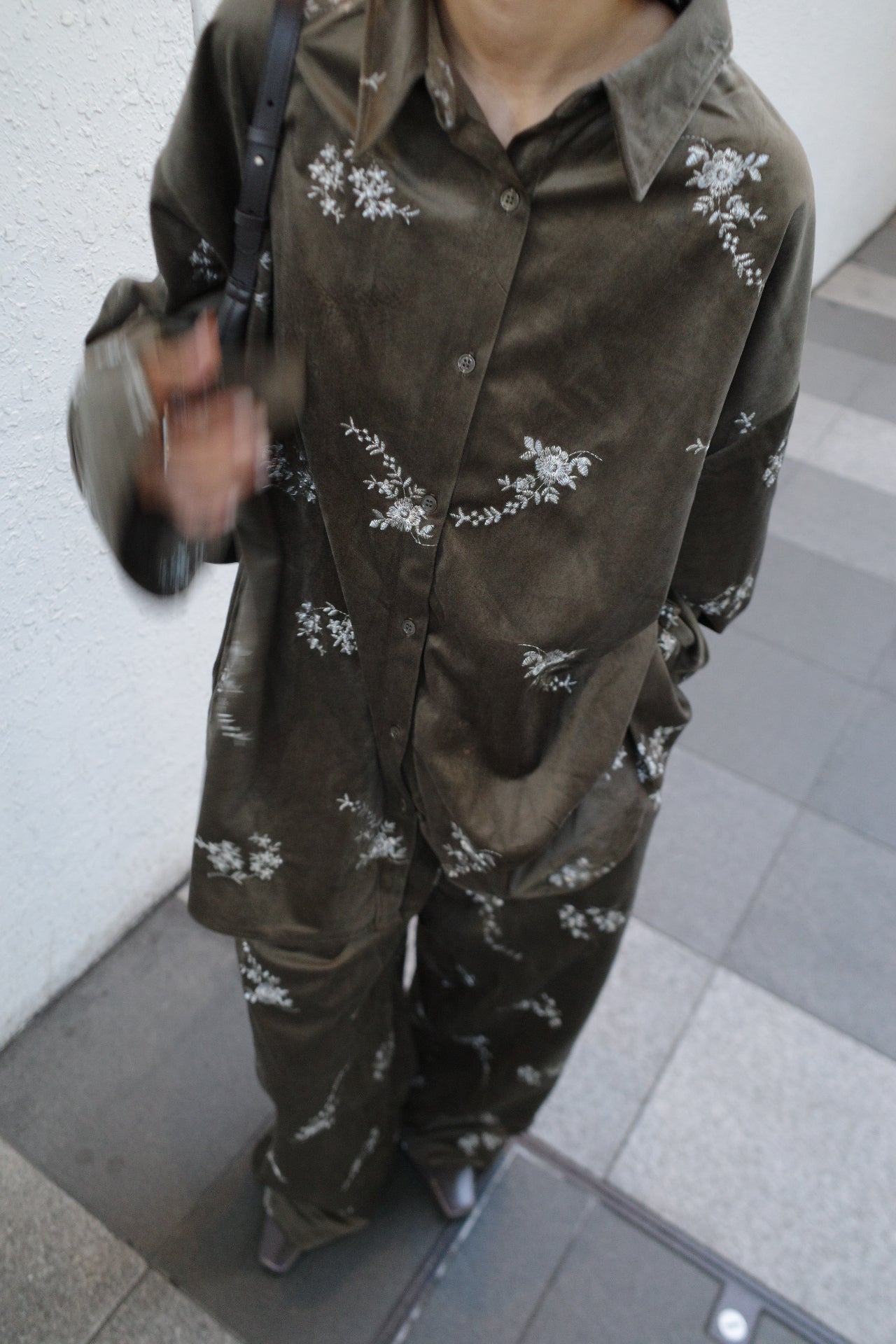 Velours flower pattern Pants