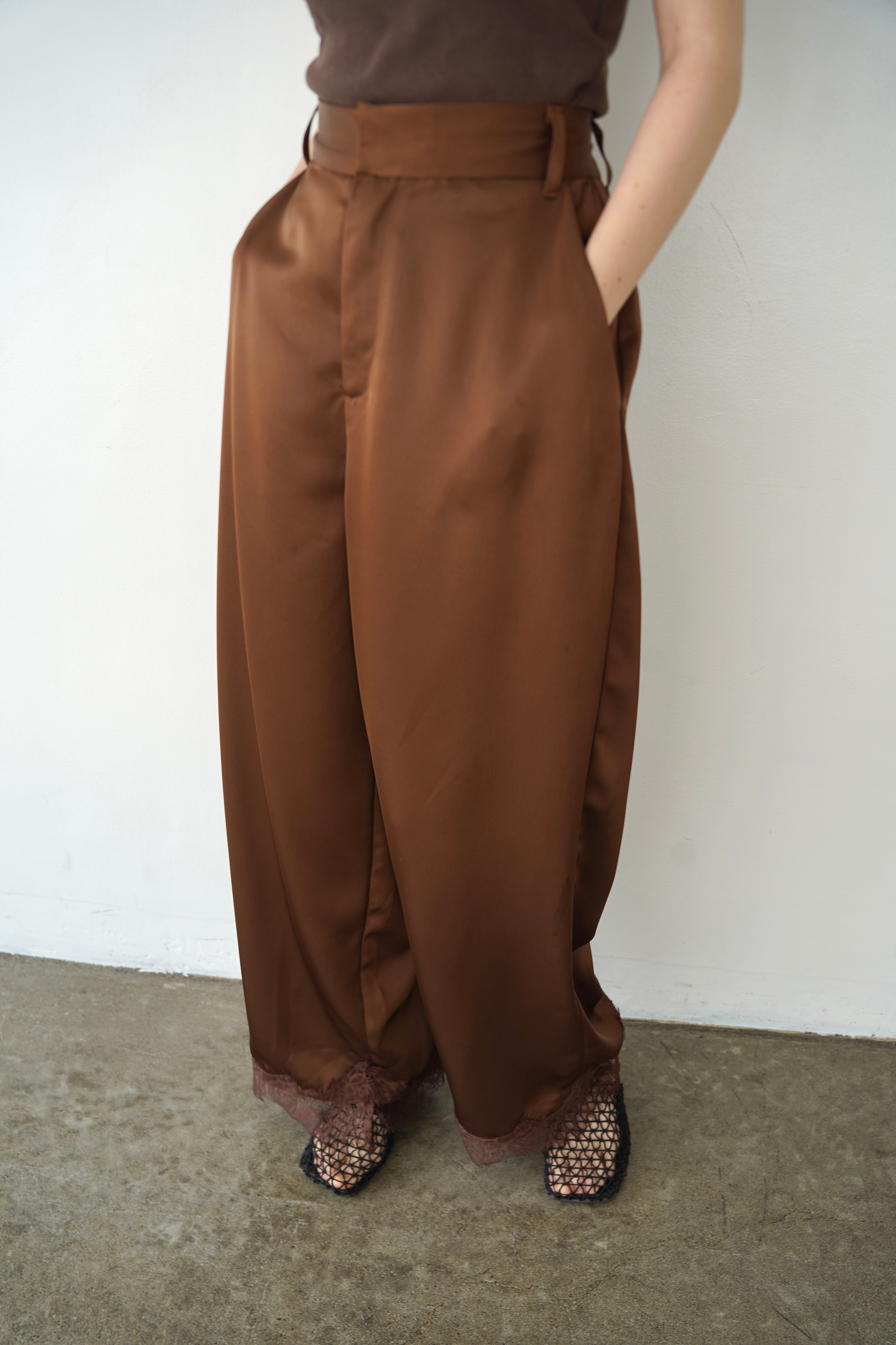【SET】Race satin pants