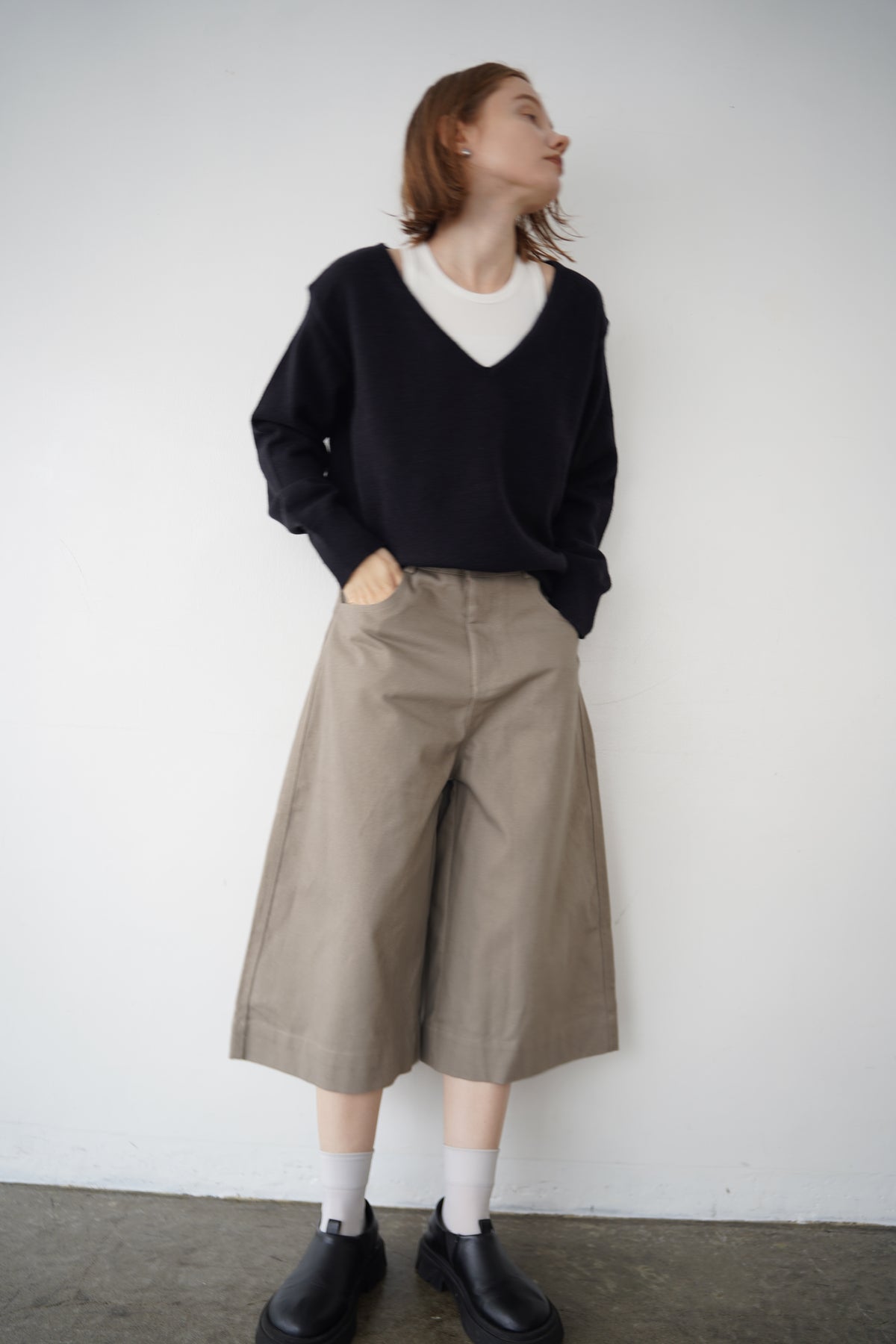 【予約販売】-10月下旬発送-Deep Vneck layered knit SET