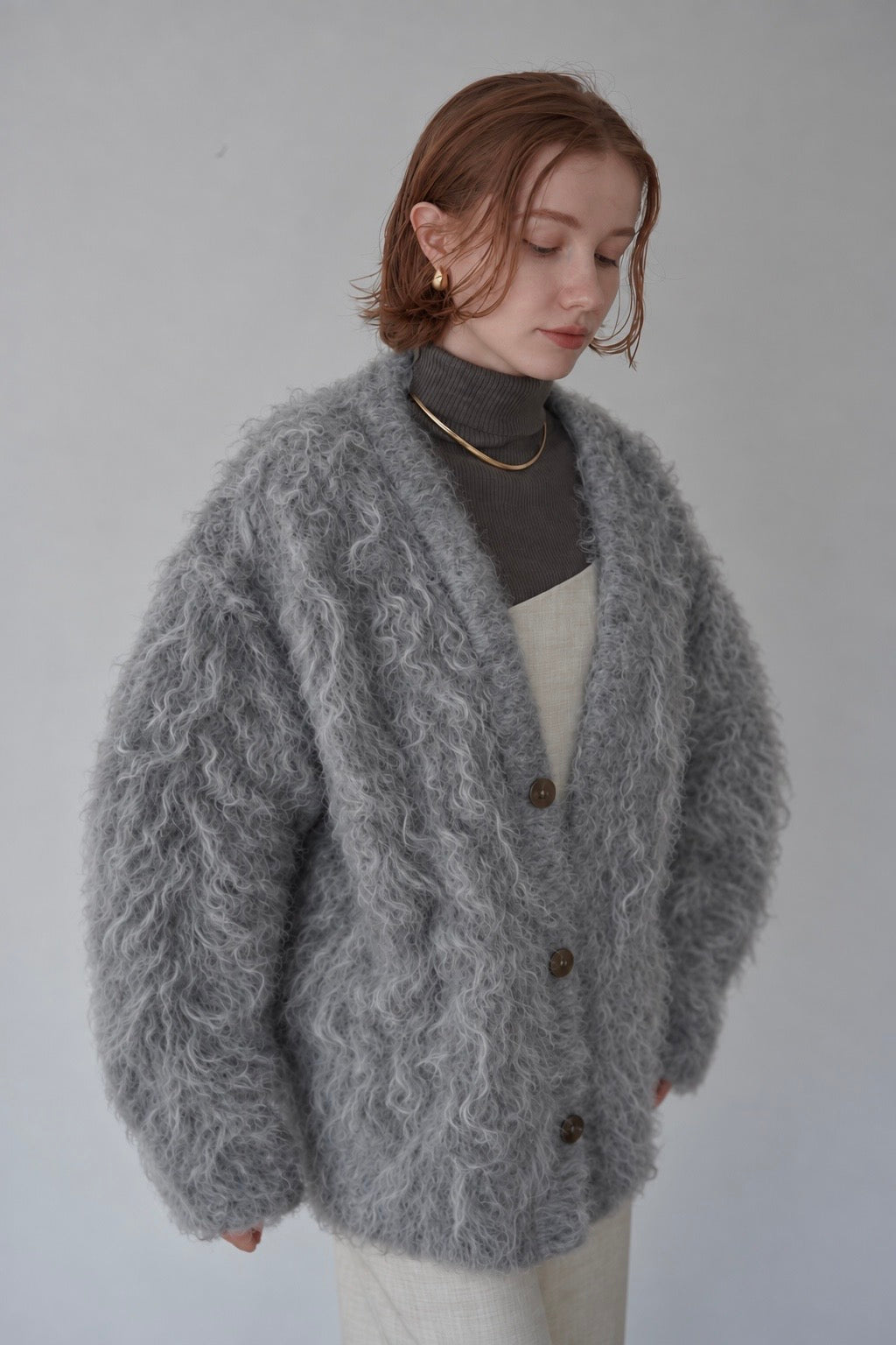 Shaggy mohair cardigan