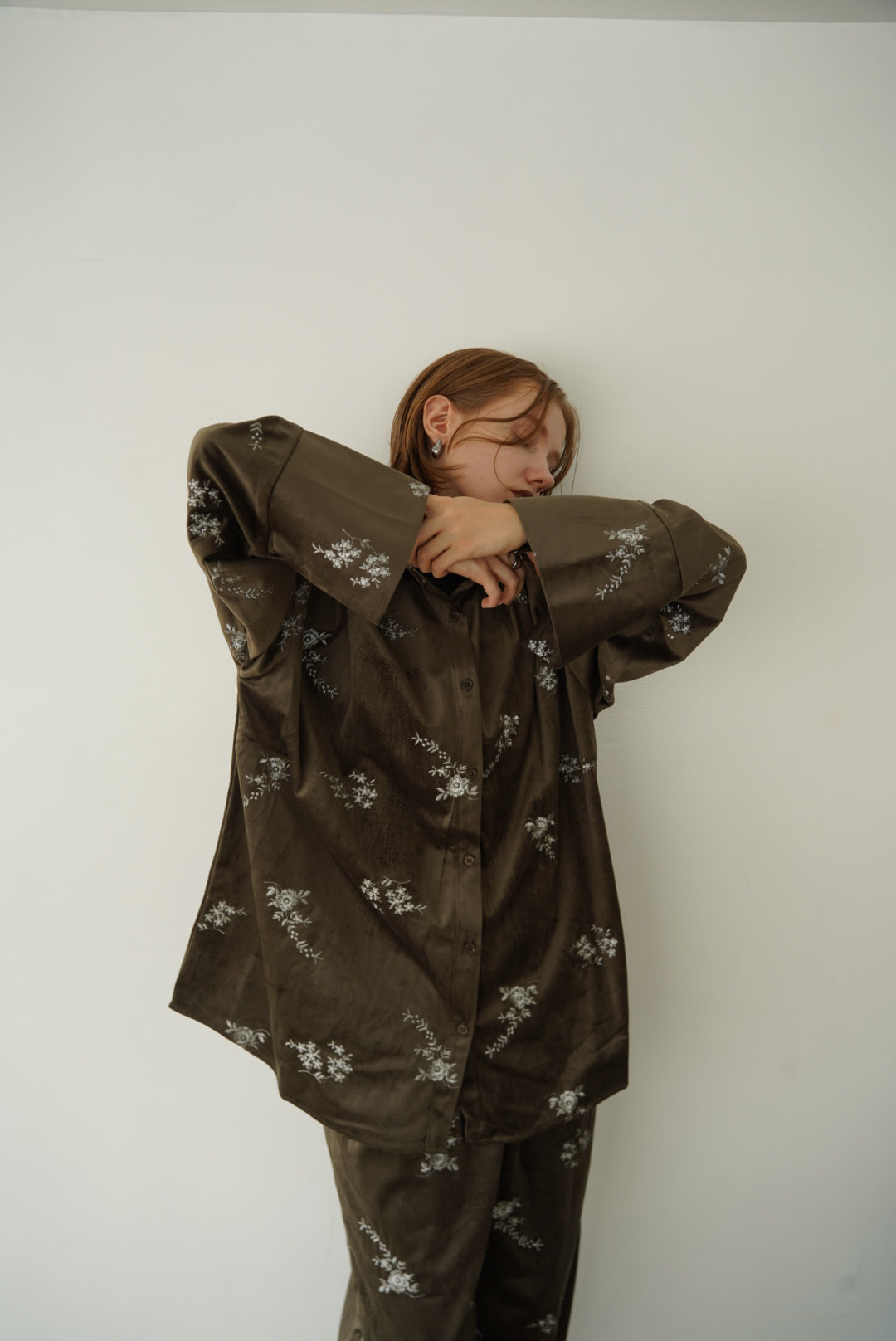Velours flower pattern Shirt