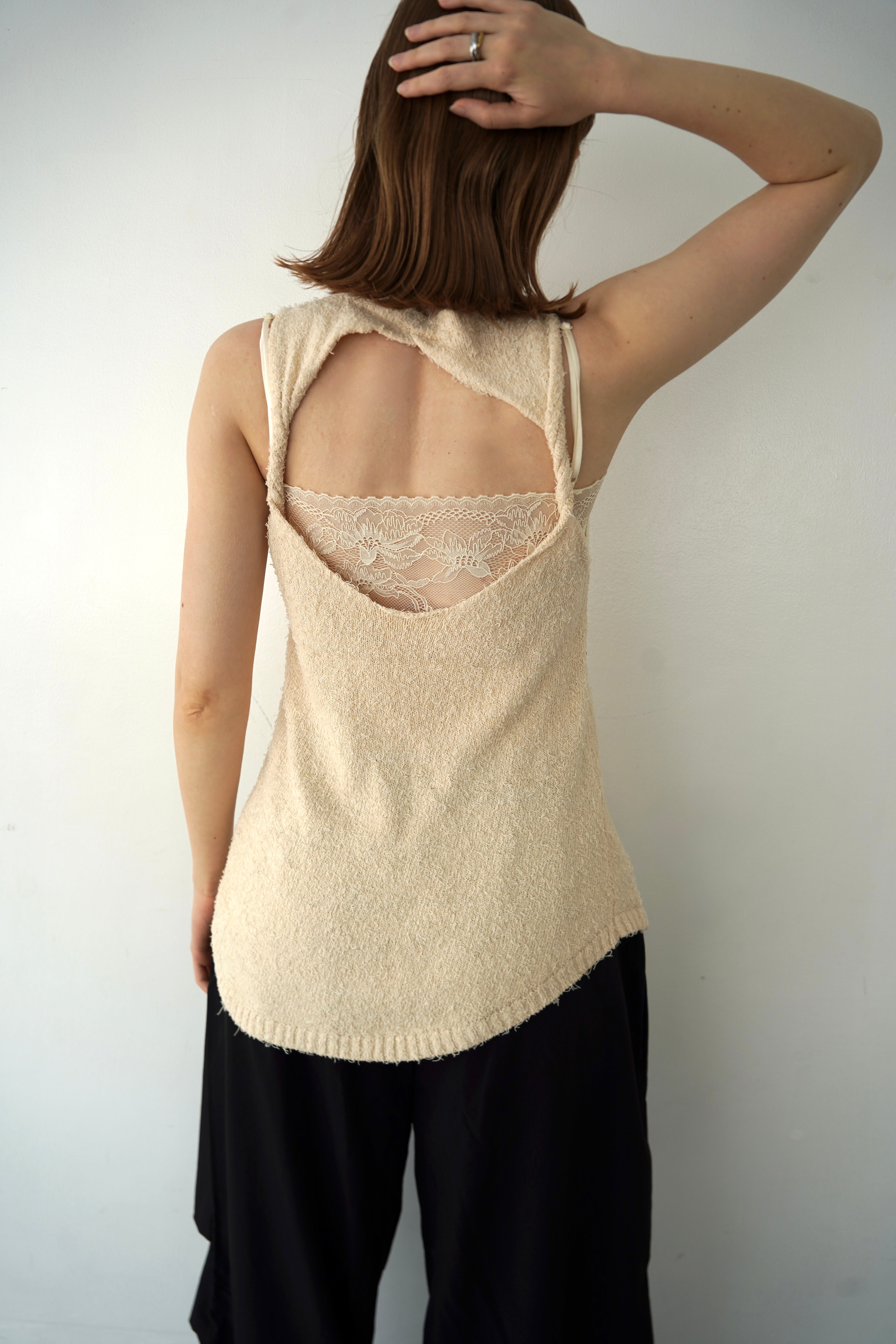 Back open knit tops