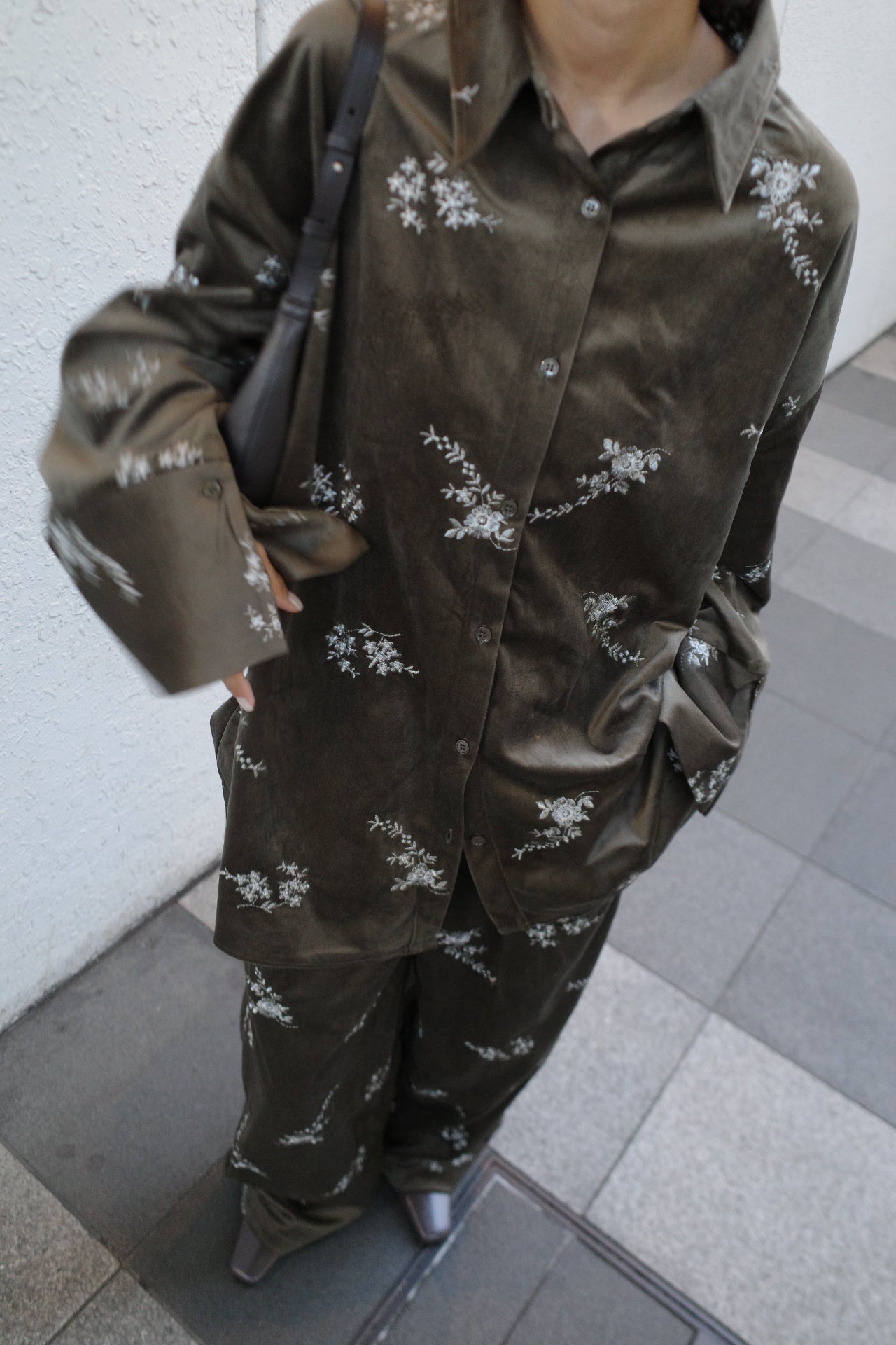 Velours flower pattern Pants