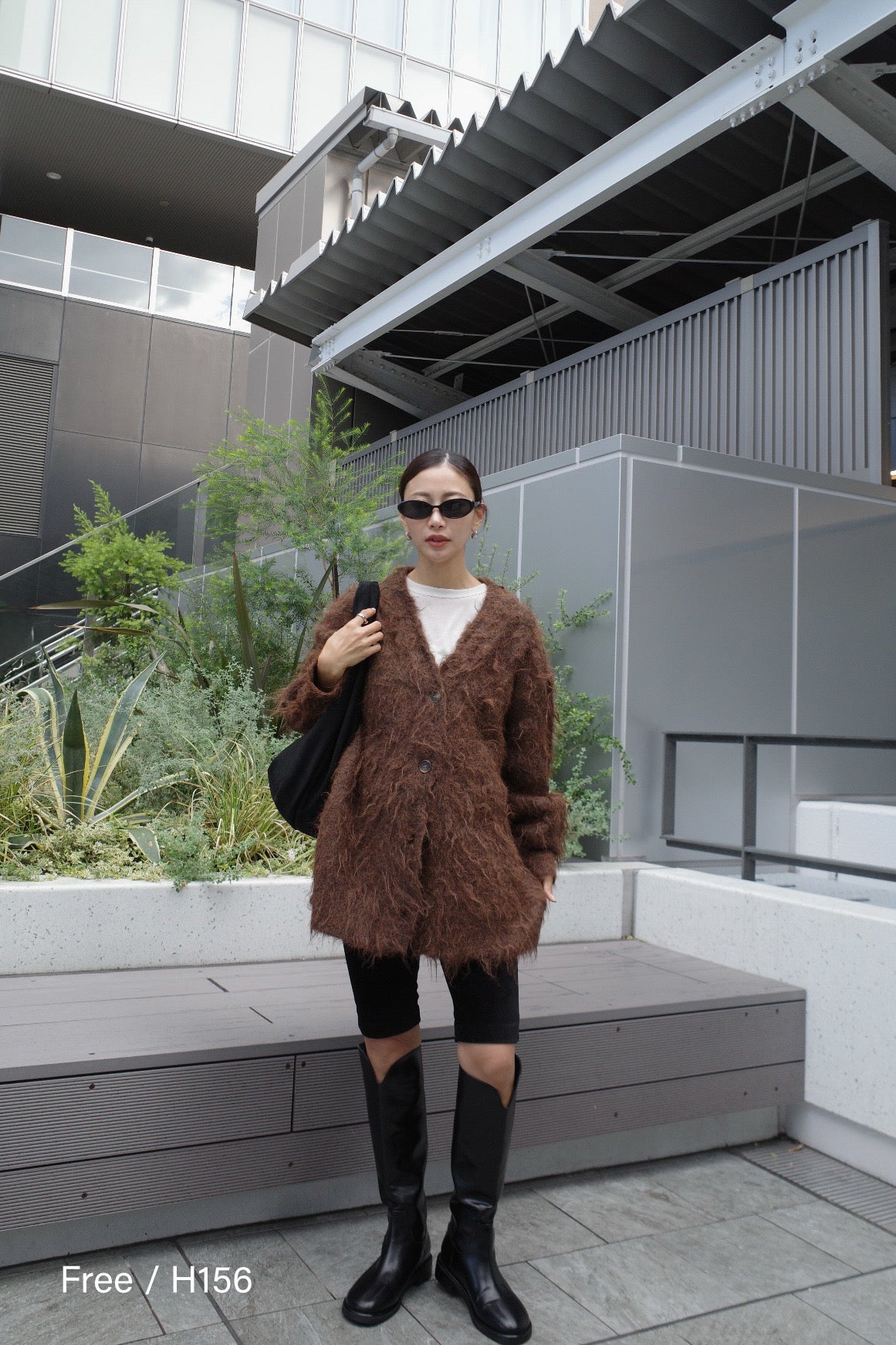 Shaggy mohair long cardigan