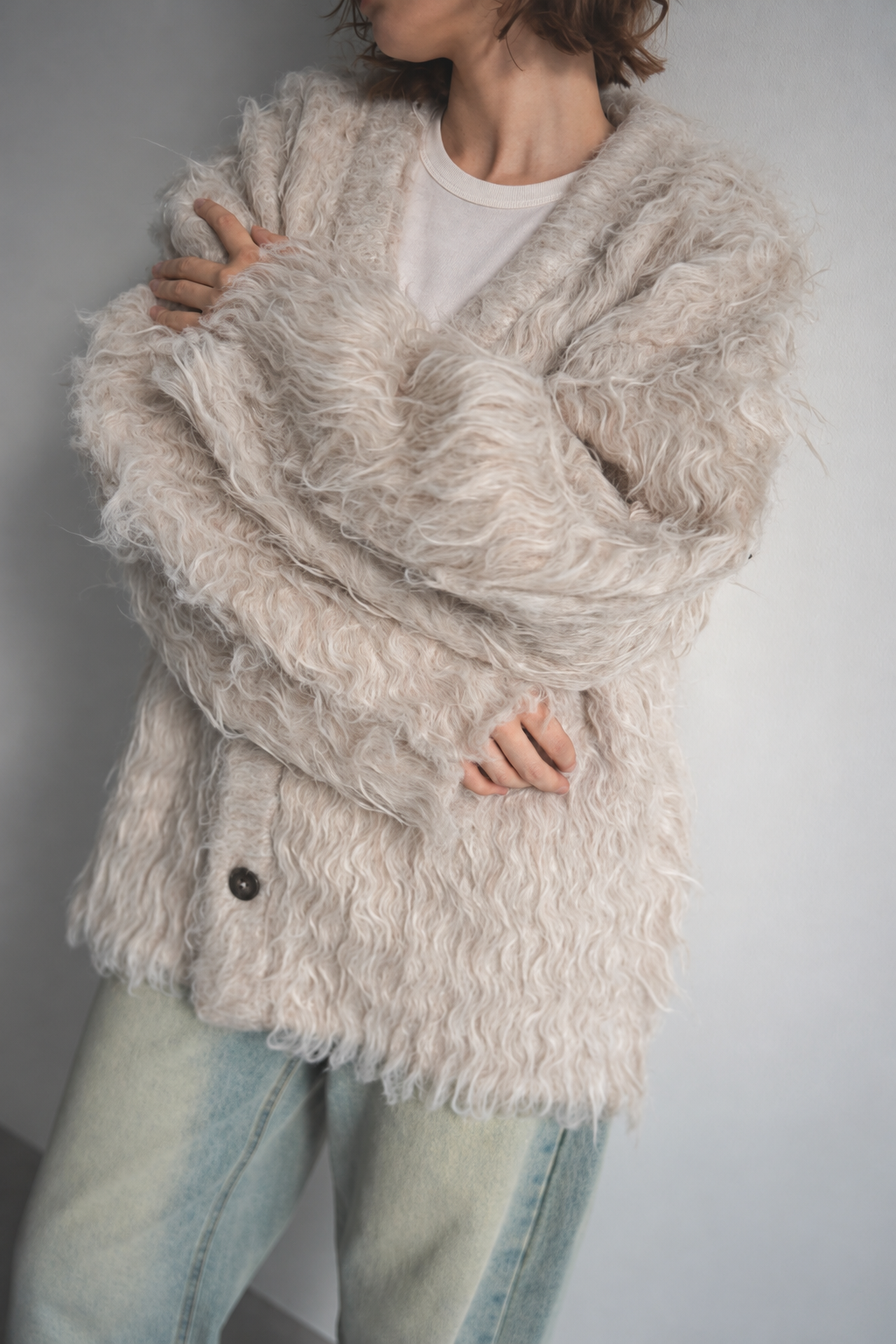 Shaggy mohair cardigan