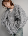 Shaggy mohair cardigan