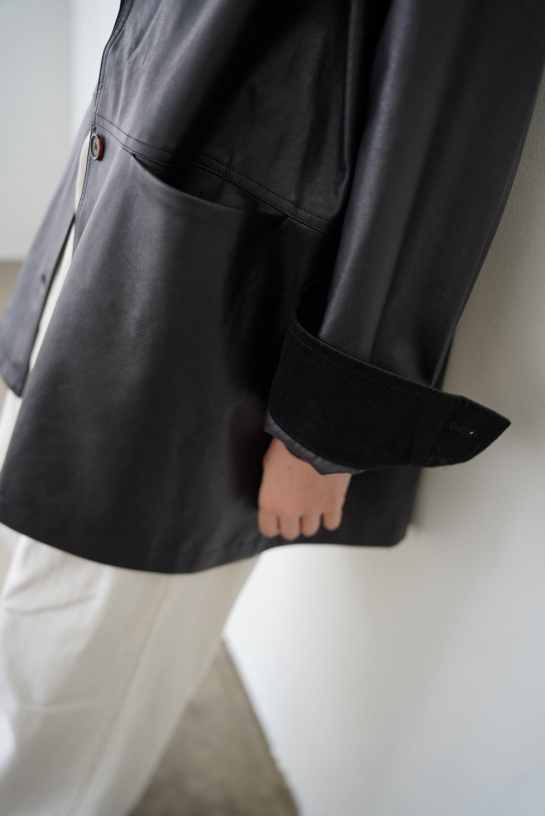 Collar corduroy leather JK