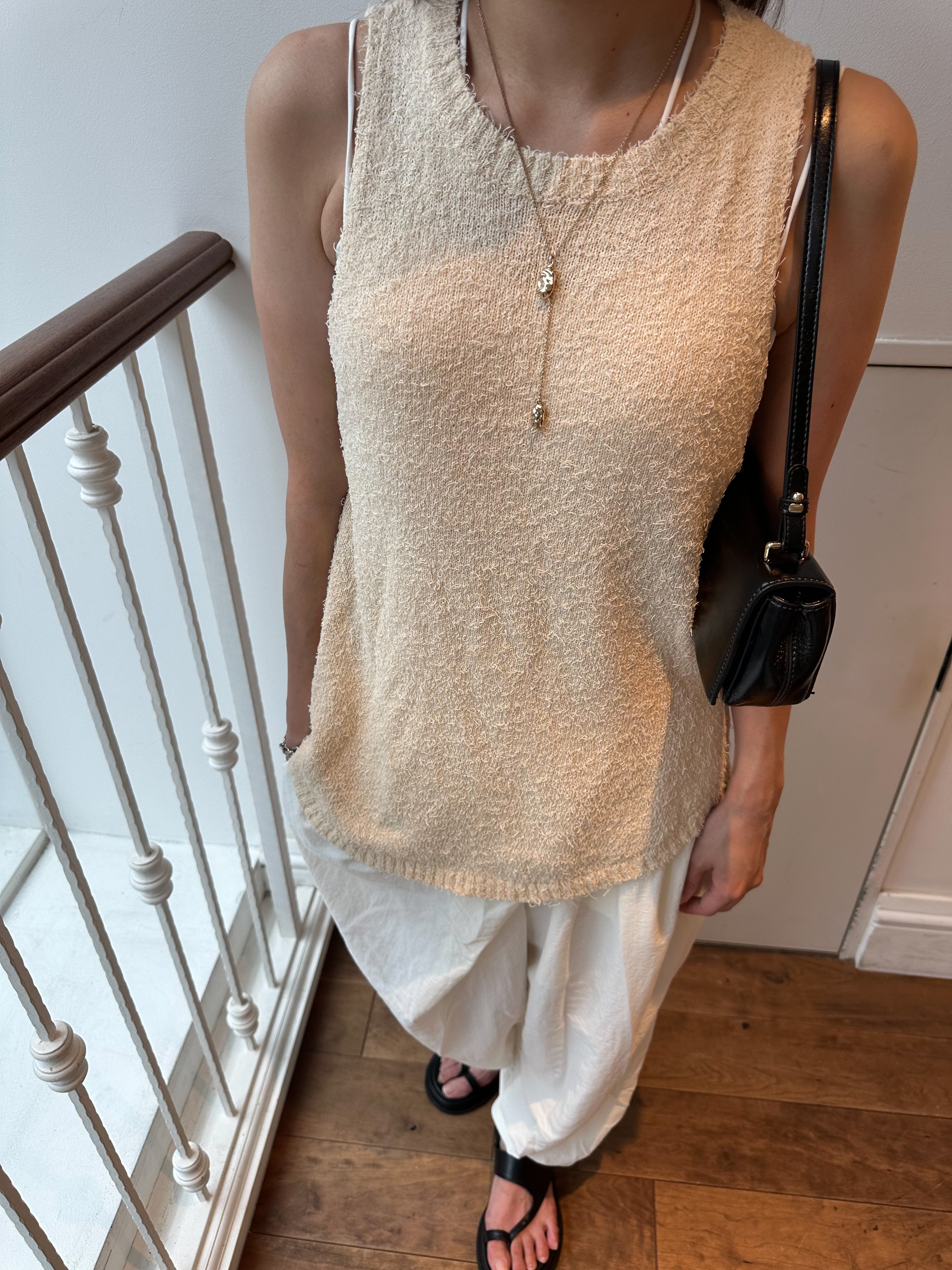 Back open knit tops