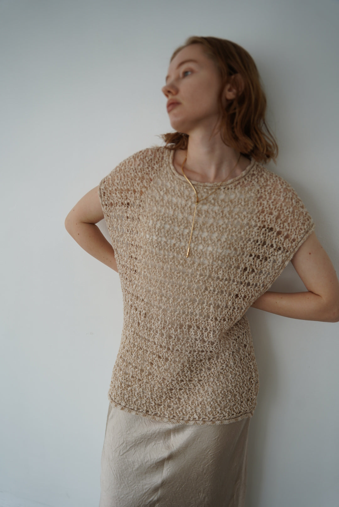 Openwork knit top