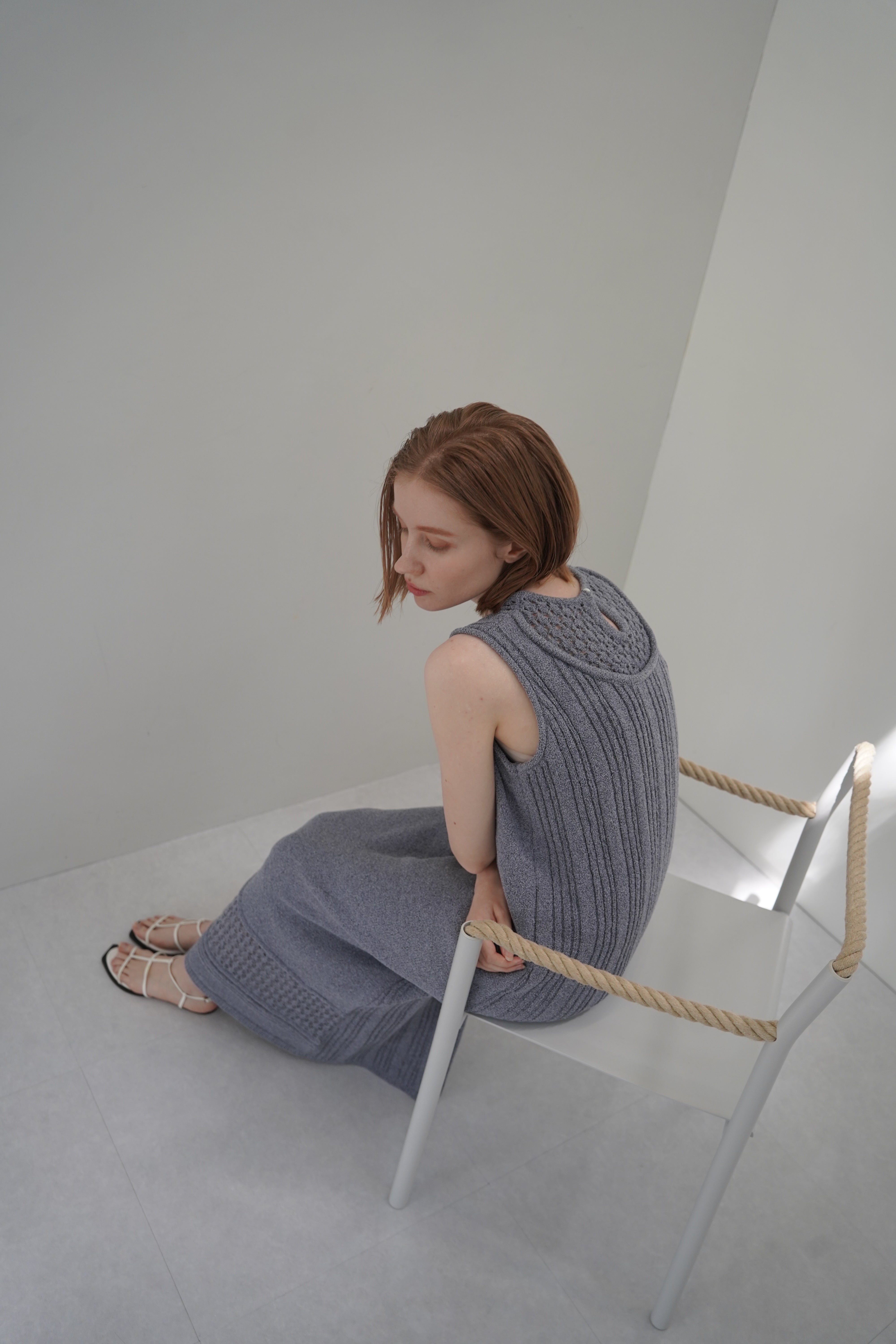 Slab flannel knit one-piece