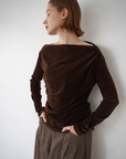 【予約販売】10月上旬-発送　Unbalance gather sier velours tops