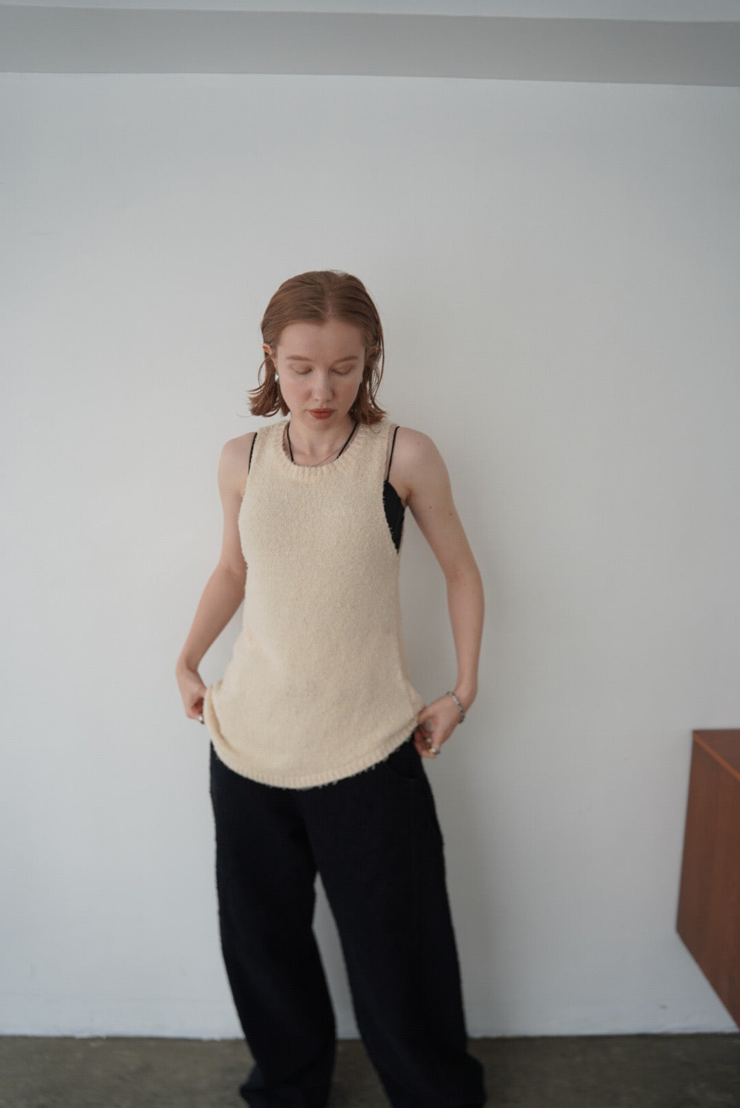 Back open knit tops