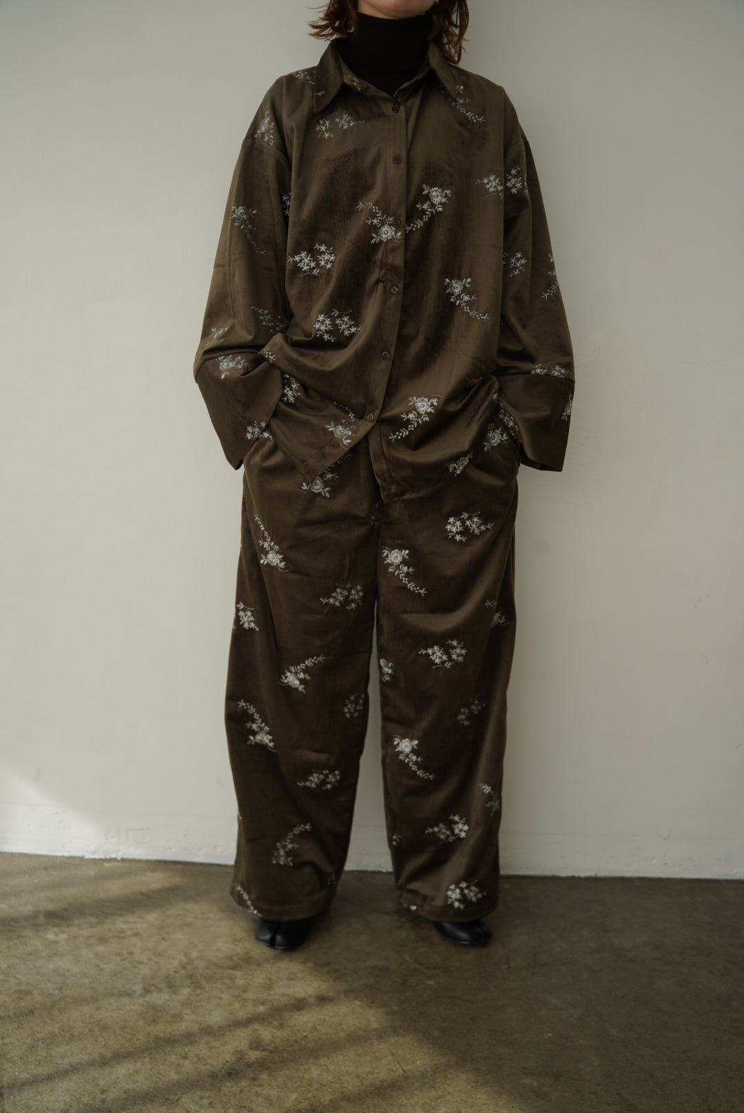 Velours flower pattern Pants