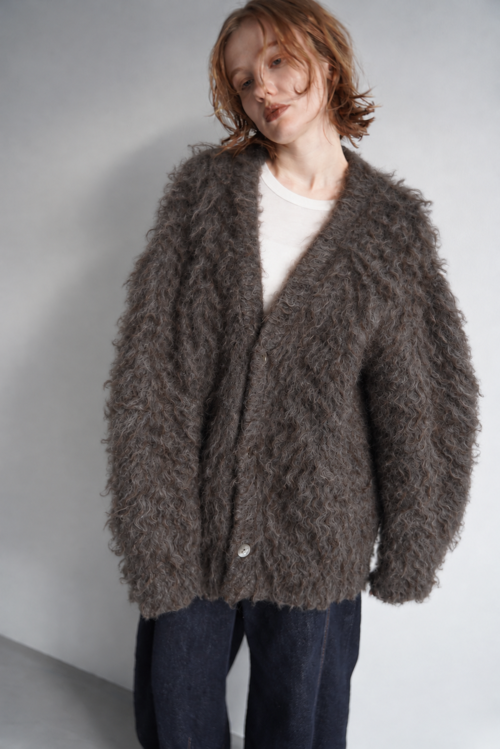 Shaggy mohair cardigan
