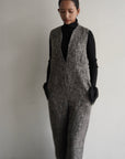 Deep V tweed all-in-one