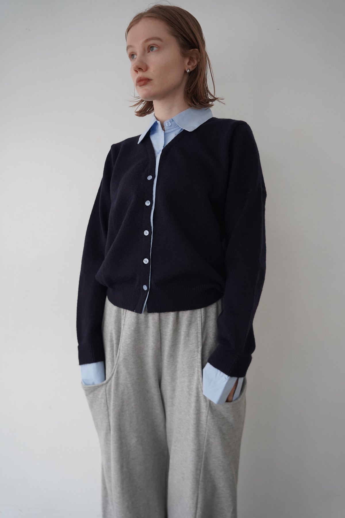Shirt docking knit cardigan